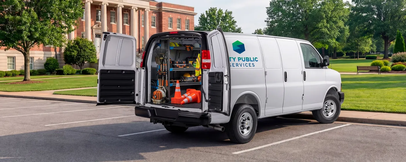 Chevrolet Express van upfitted for a city public services department